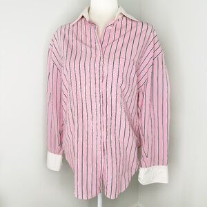 Alexandre Vauthier Pink Black Striped Button Up Collared Shirt Top 36